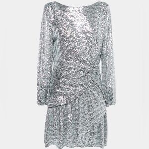 NWT Maje Rilissa Silver Sequin Dress size FR 34 / US 2